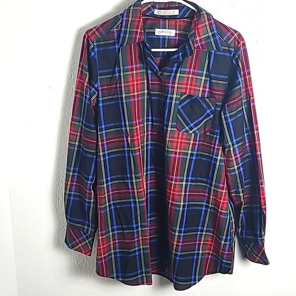 Orvis Carefree Tartan Plaid Buttondown Oxford Shirt, Size 12 - Picture 2 of 10